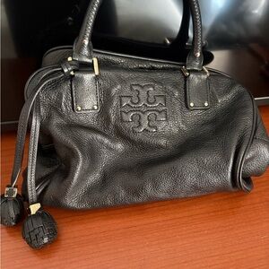 Tory Burch Black Textured Satchel
